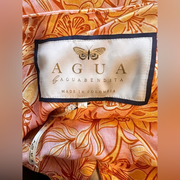 NWT Agua by Agua Bendita  Cielo Vuelo Atardecer Puff Sleeve Cut Out Dress Sz M - Picture 7 of 8